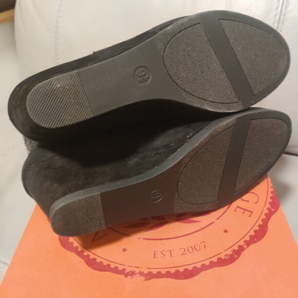 So Women's Backpack Black Wedge Comfort Lace Up Ankle Boots Size 9.5 - Picture 4 of 6